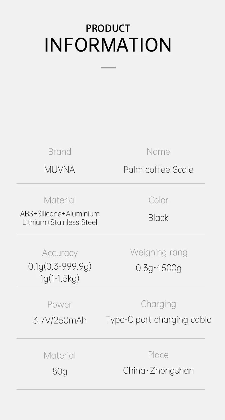 MUVNA-Mini Escala Espresso Eletrônico Exact 0.1g, Alta Precisão,Pesando LED, Balança de Café Portátil, Pó Recebendo Cup, 0.1g