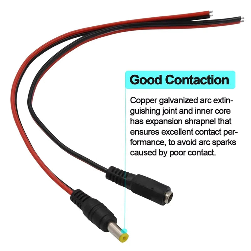 5Pcs 10Pcs 5.5x2.1mm Male Female Plug 12V DC Power Pigtail Cable Jack for CCTV Camera Connector Tail Extension 24V DC Wire