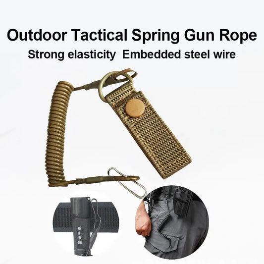 Elastic Lanyard Rope Tactical Anti-lost Military Spring Safety Strap Gun Rope For Key Ring Chain Flashlight Hunting Accessories