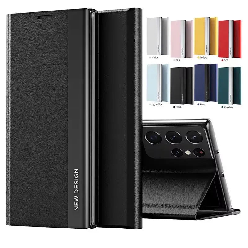 Luxury Leather Flip Case For Samsung Galaxy S26 S25 S24 S23 S22 S20 Ultra Plus S23 S21 S24 FE Note 20 Ultra 10 Plus Stand Cover