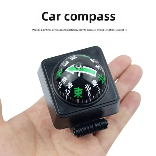 Outdoor Outing Car Guide Ball Self-driving Tour Compass with Thermometer Car Interior Decoration Accessories
