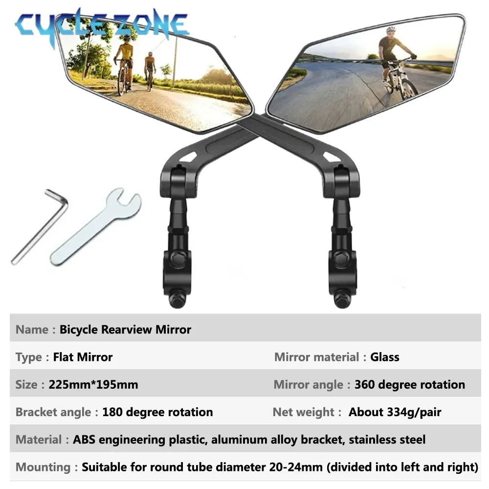 Bicycle Rear View Mirror Bike Handlebar Reflector 360° Rotatable Wide Range Back Sight MTB Mountain Road Riding Safety Rearview