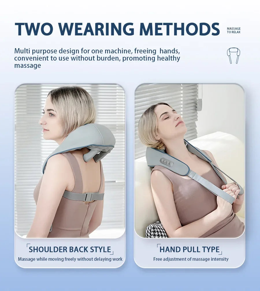 Mini Relaxer  Portable Dredge Kneading Smart Electric Wrap Heated Trapezius Muscle Neck Multifunctional Shiatsu Massage Shawl