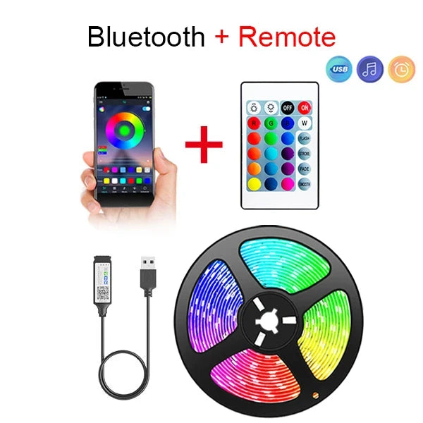 Smart Led Strip Lights 5050 RGB Bluetooth APP Remote Control USB 5V Led Tape Diode Flexible Ribbon Led Lamp Tape for TV Festival