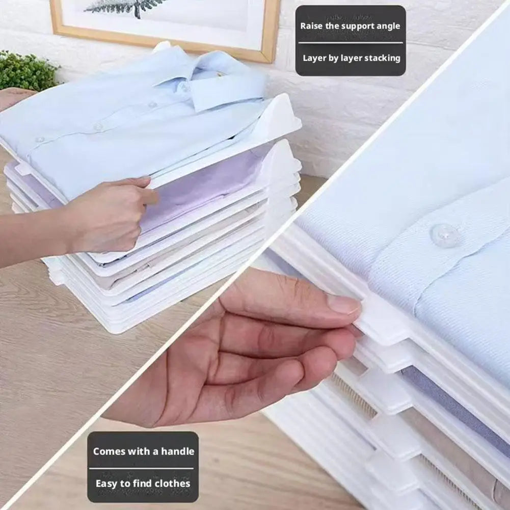 Stackable Shirt Organizer Boards Foldable Clothes Storage Space Saving Wardrobe Drawer Organizer for T Shirt Sweaters Closet Use