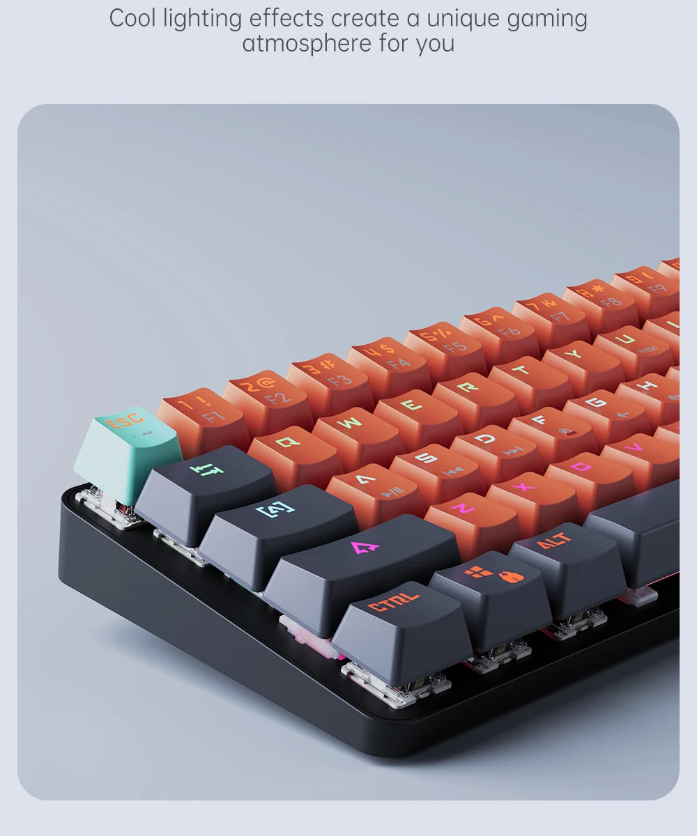 MUCAI 61 key mechanical keyboard red switch RGB backlight hot swappable compact and practical designed for gaming and typing