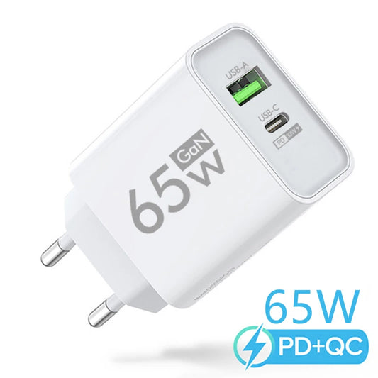 Total 65W GaN Charger USB Type C PD Fast Charging for iPhone 15 14 13 Xiaomi 14 Samsung Oneplus Quick Phone Charger Wall Adapter