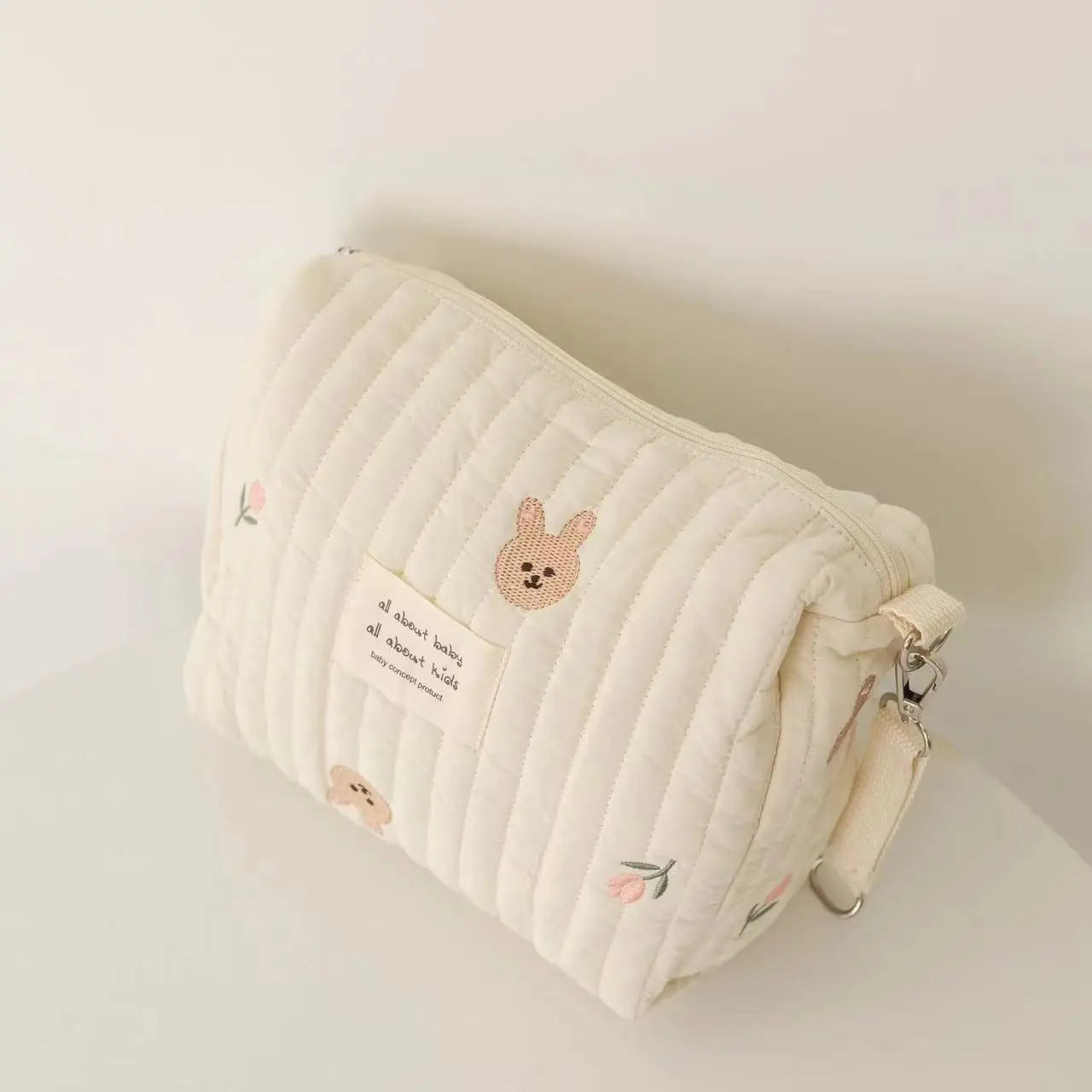 Cute printed embroidered mommy bag zipper single button newborn baby diaper storage bag travel cart storage bag