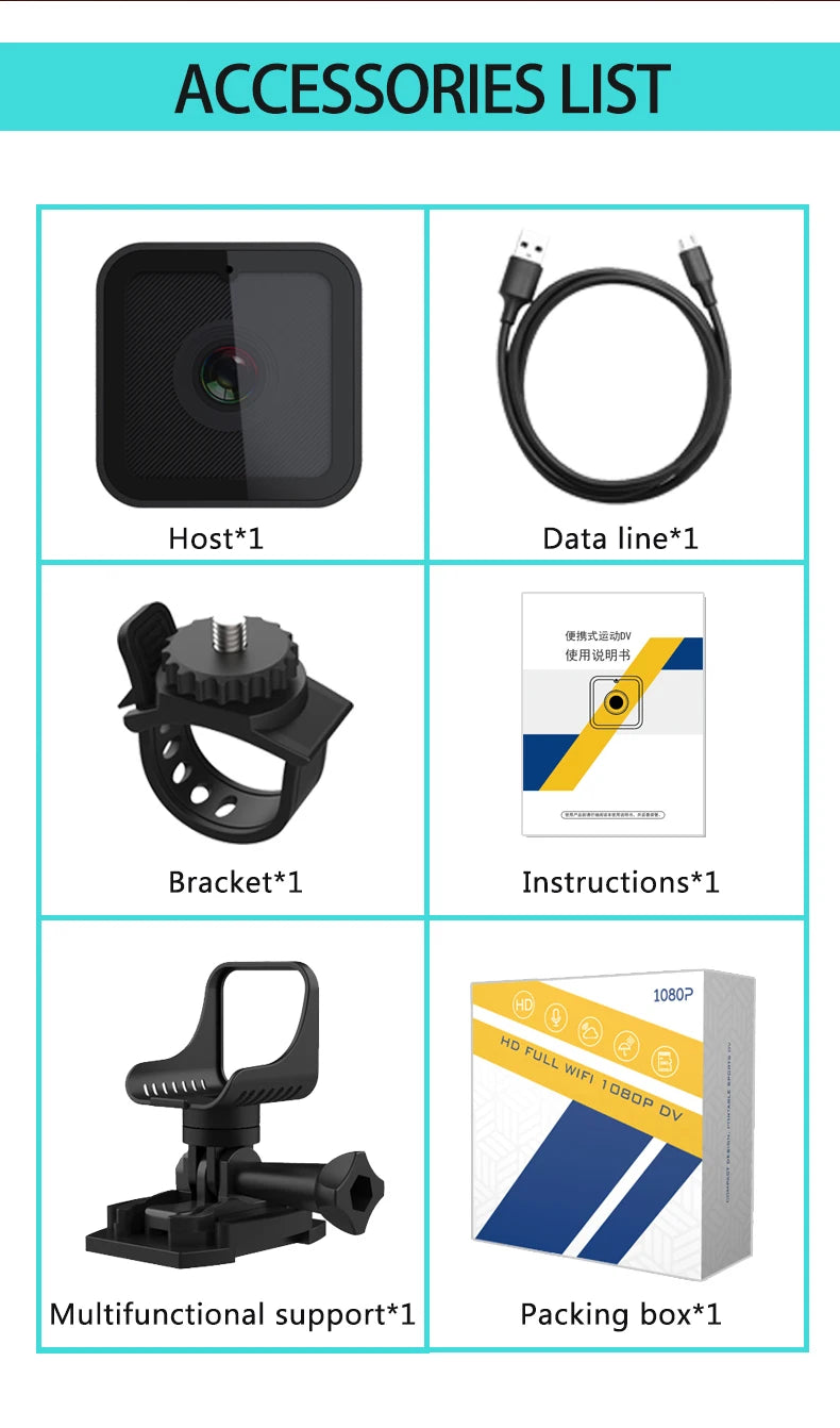 1080P high-definition wireless small camera, WiFi hotspot mini DV camera, outdoor sports camera, motorcycle driving recorder