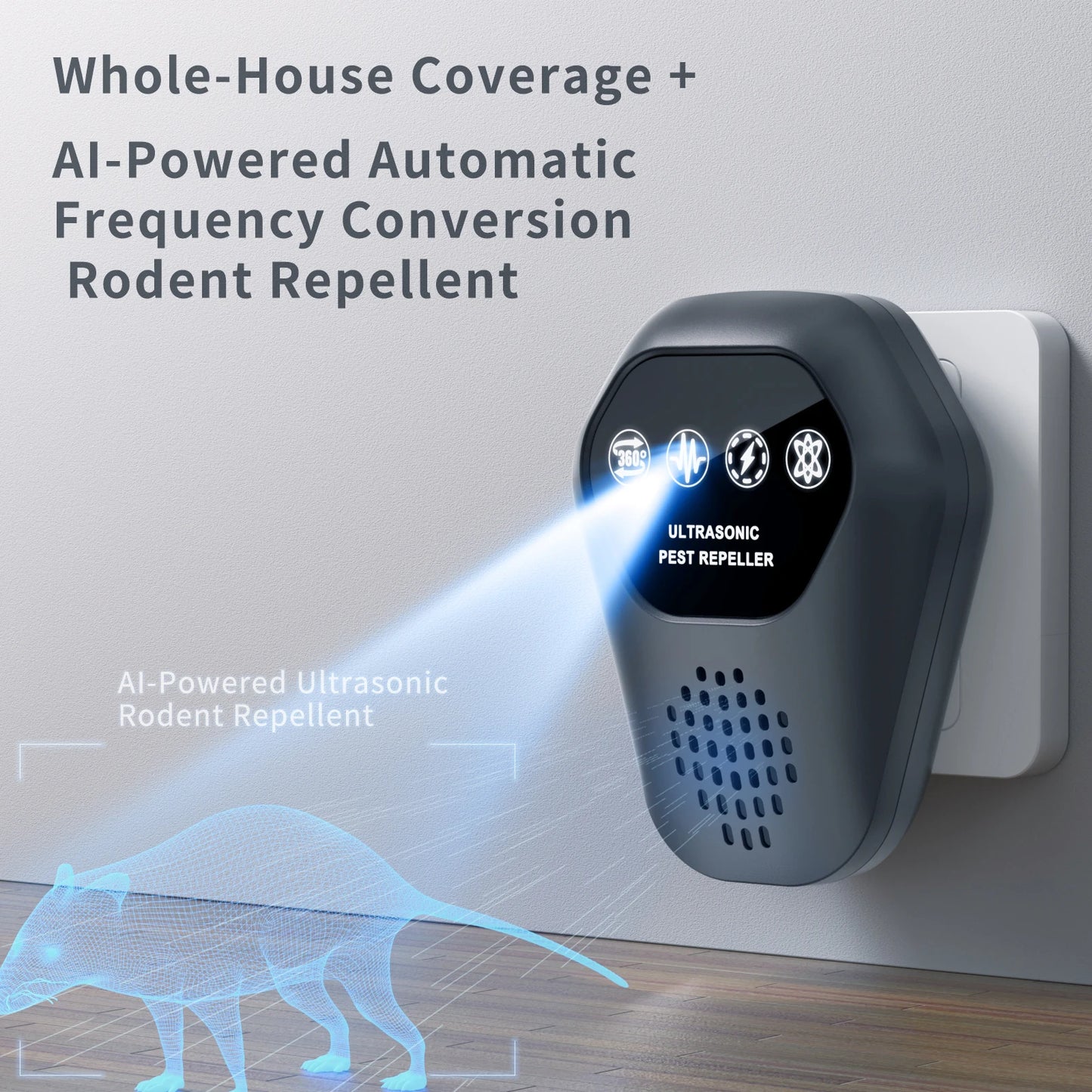 Ultrasonic Mosquito Repeller Rat Repeller Intelligent High-power Warehous Kitchen Variable Frequency Cockroach Pest Repeller New