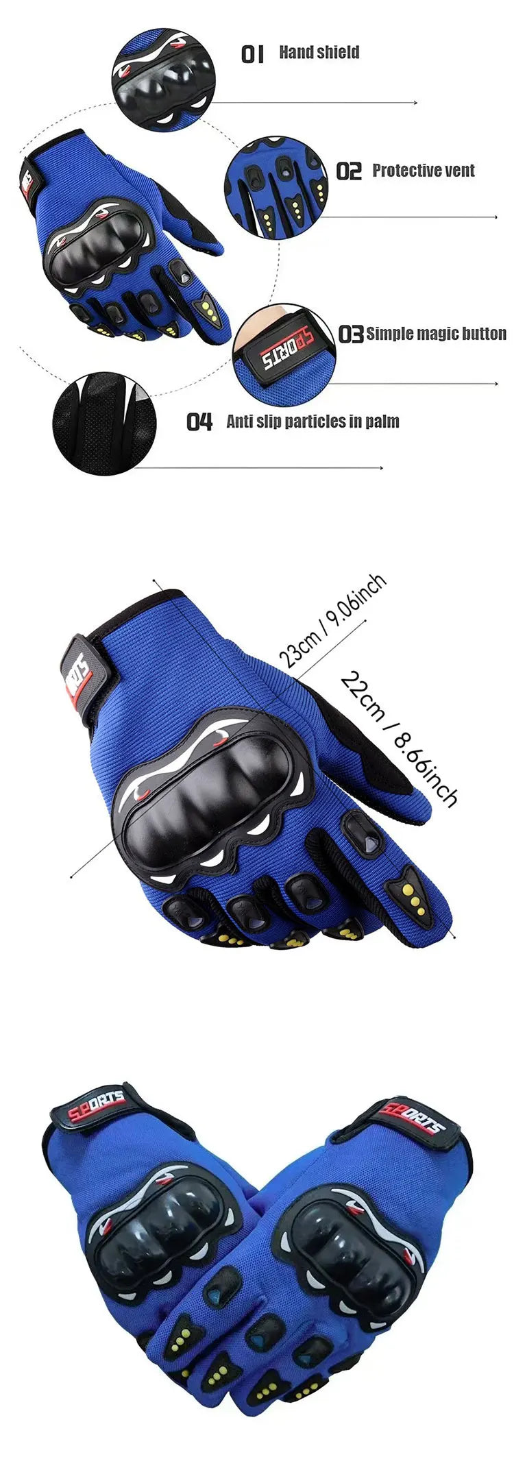 Clearance_Motorcycle Gloves Full Finger Male Protective Outdoor Rider Long Finger Sports Breathable Racing Riding Half Finger Gl