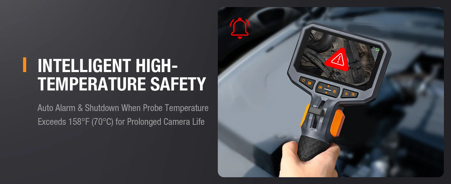 TESLONG TD450S 5.5MM Articulating Borescope 1080P 5 Inch IPS Two Way 360° Steering Endoscope Camera 1m Stainless Steel Tube