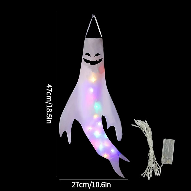 Halloween Ghost Hanging Decorations Glowing Ghost Windsock  Hanging Pendant for Outdoor Horry Hallow Day of The Dead Decoration