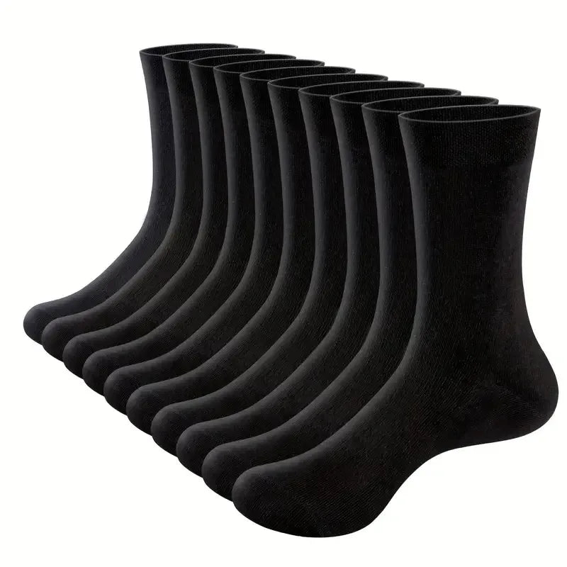 HSS 10Pairs Men‘s Socks Cotton Casual Business Middle Black Breathable Male Crew Socks Summer Winter Dress Gifts Socks Size38-45