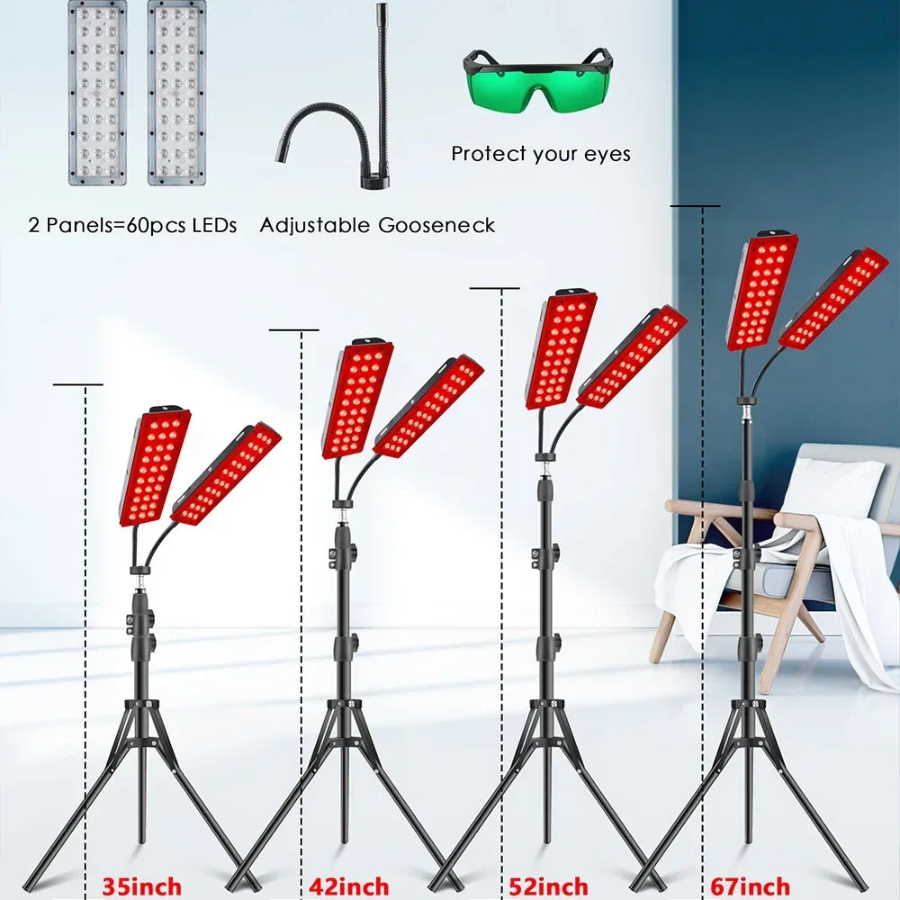 Astarexin Double Heads LED Red Light Lamp Infrared Light 850nm Near Infrared Light Device Full Muscle Body Pain Relief Skin Care