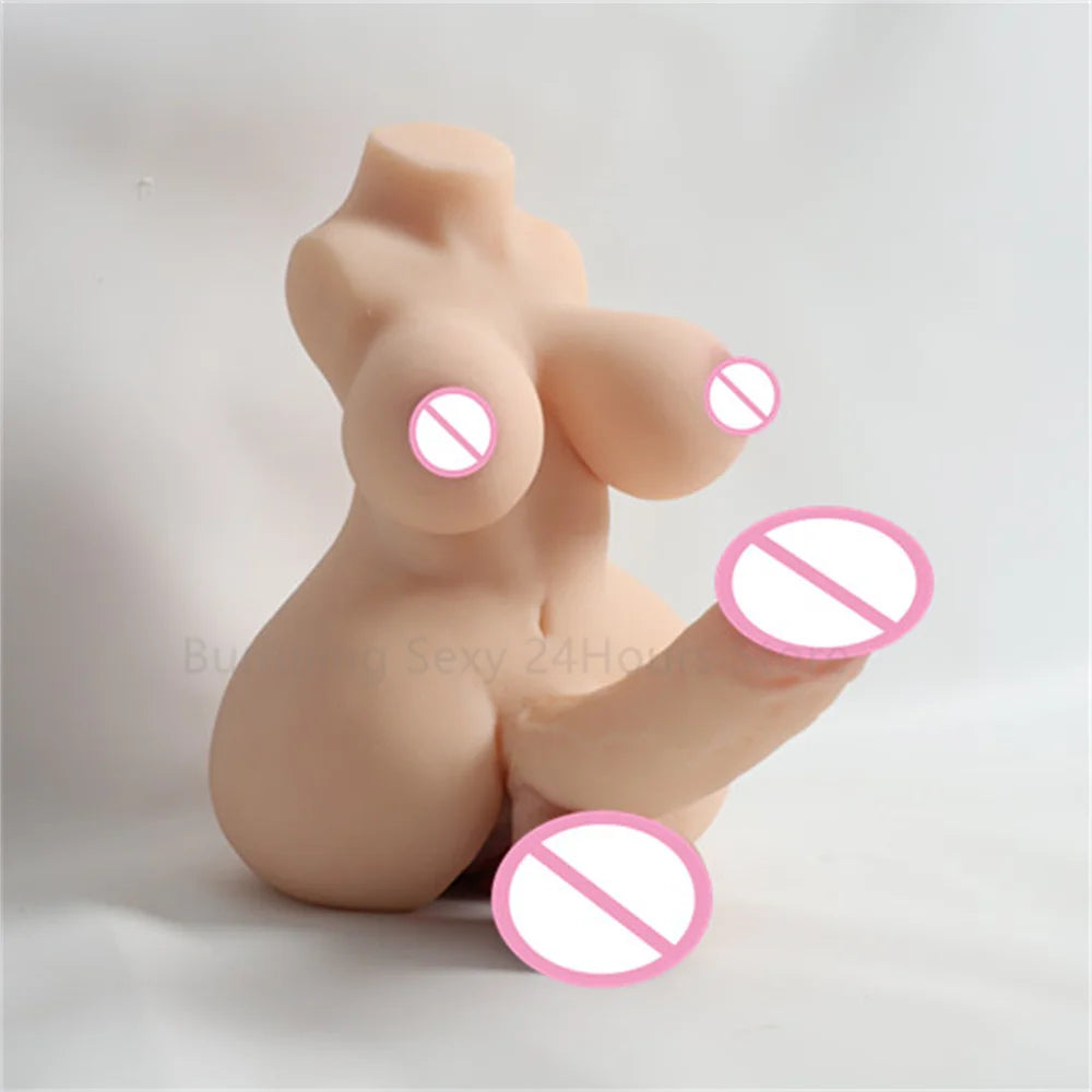 3D Realistic Shemale Body Sex Doll Male Torso 14cm Dildo Soft Penis Female Vagina Masturbator Anal Sex Toys for Women Men Adults