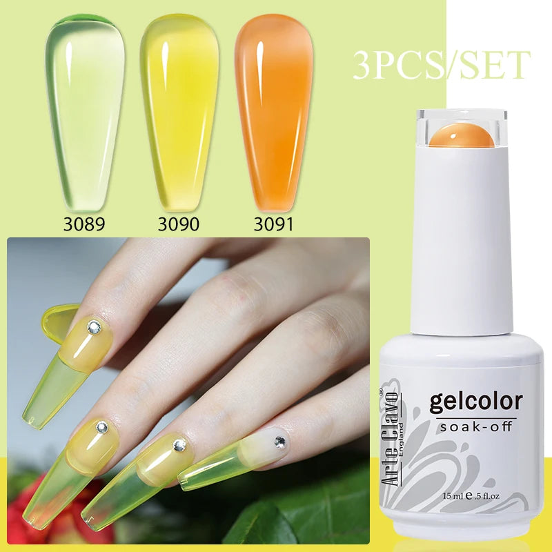 3PCS/Set Arte Clavo Gel Nail Polish Kit 15ml Nail Art UV LED Gel Set For Manicure Long Lasting Gel Polish Set Soak off Varnishes