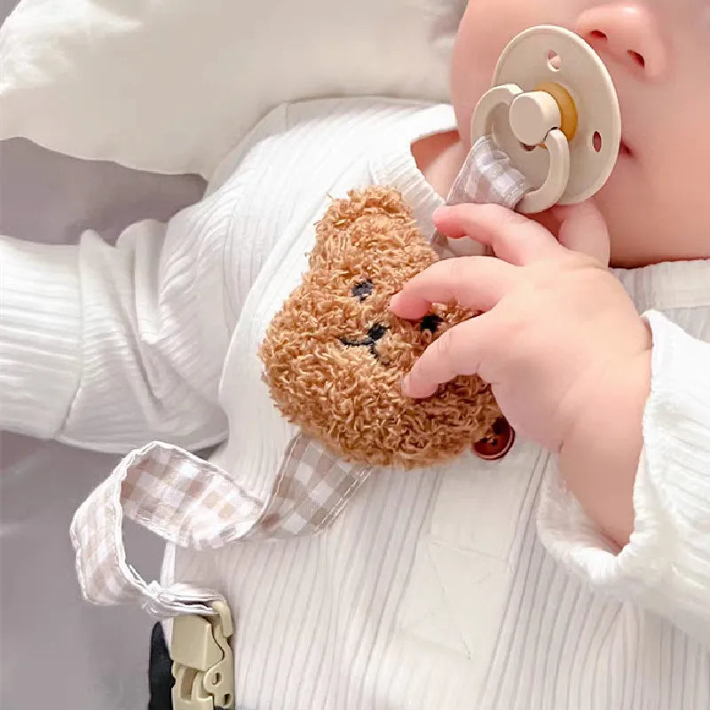 Cute Bear Baby Pacifier Clip Chain Dummy Holder Soother Pacifier Clips Strap Nipple Holder Infant Feeding Babies Accessories