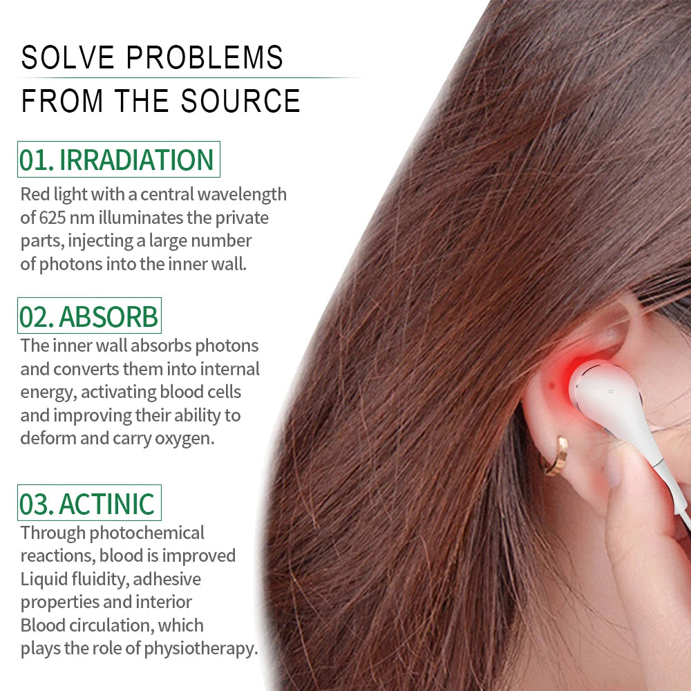 650nm LLLT Laser Therapy Rhinitis Sinusitis Tinnitus Ear Irradiation Laser Physiotherapy Earplug Otitis Media Deafness Treatment