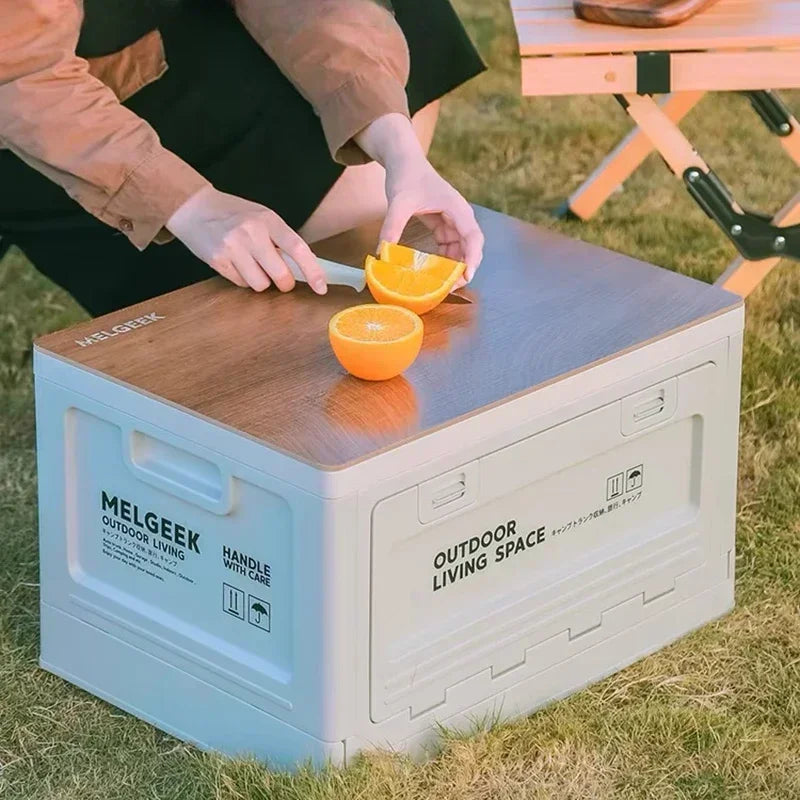 Storage Box Portable Camping Foldable Uncovered Storage Box Car Trunk Storage Table Dual Purpose Picnic Practical Outdoor Tools