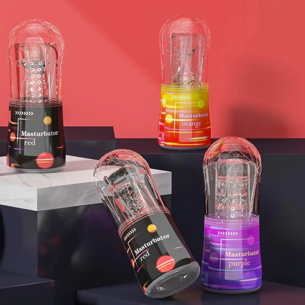 Male Masturbator Cup Soft Silicone Pussy Transparent Vagina Adult Goods Endurance Exercise Vacuum Pocket Cup for Adults Sex Toys