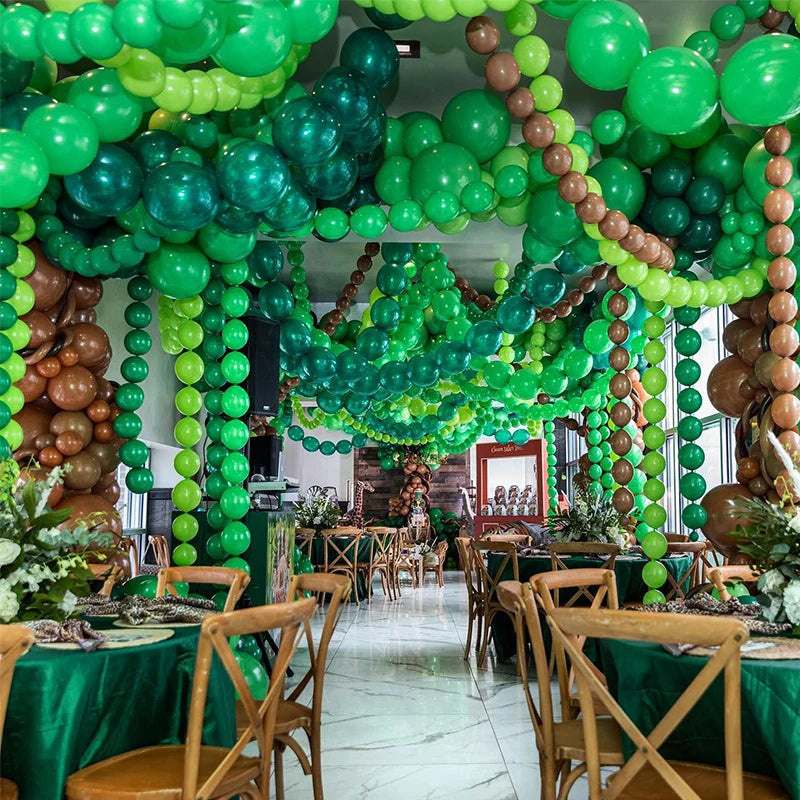 40pcs Retro Dark Green Balloons Set Confetti Balloon Jungle Safari Animal Birthday Party Decorations Kids Boy Baby Shower Favors
