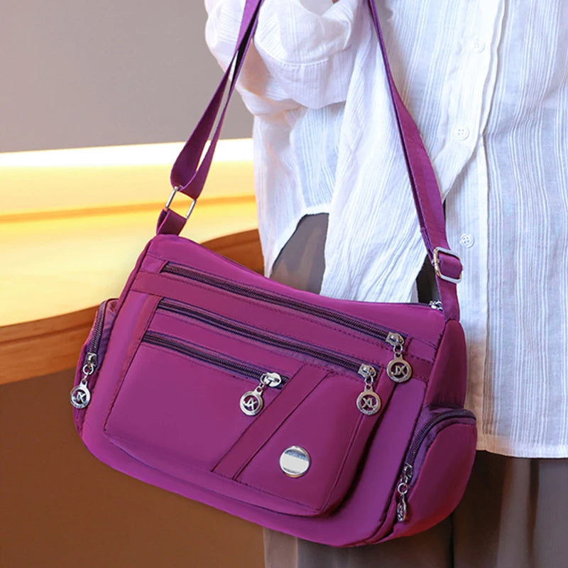 Large Capacity Women Crossbody Bag Waterproof Tote Casual Nylon Shoulder Bag Purse Handbag Lightweight Travel Messenger Bag