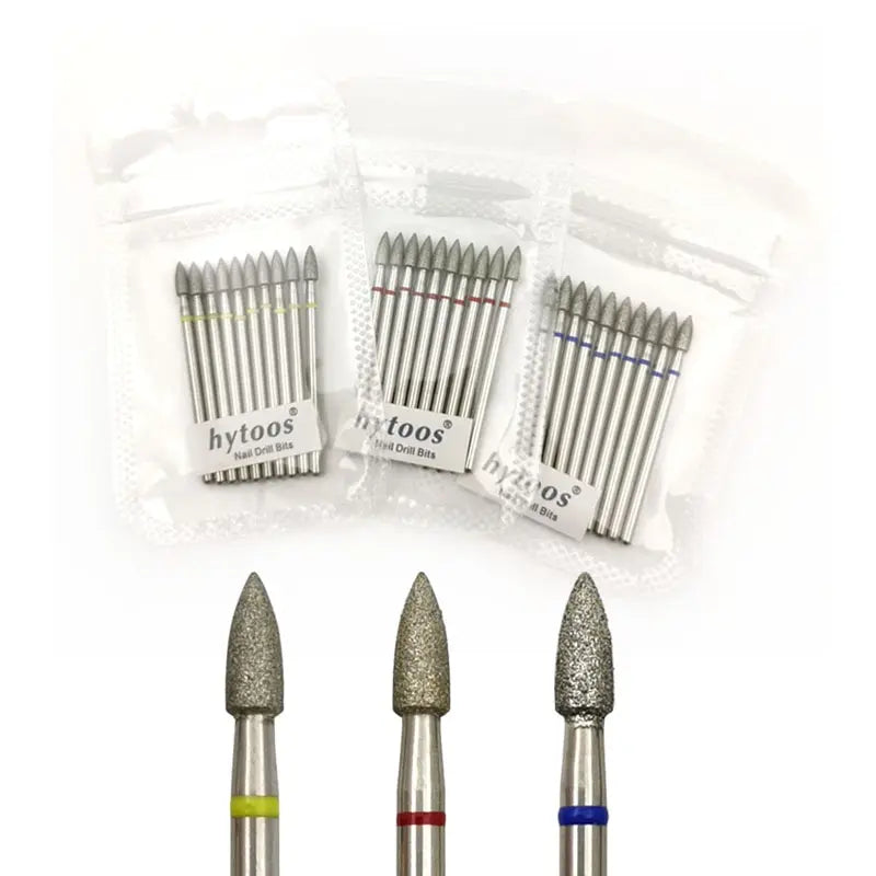 HYTOOS Cone Diamond Cuticle Bit Manicure Drills Nails Accessories Tools