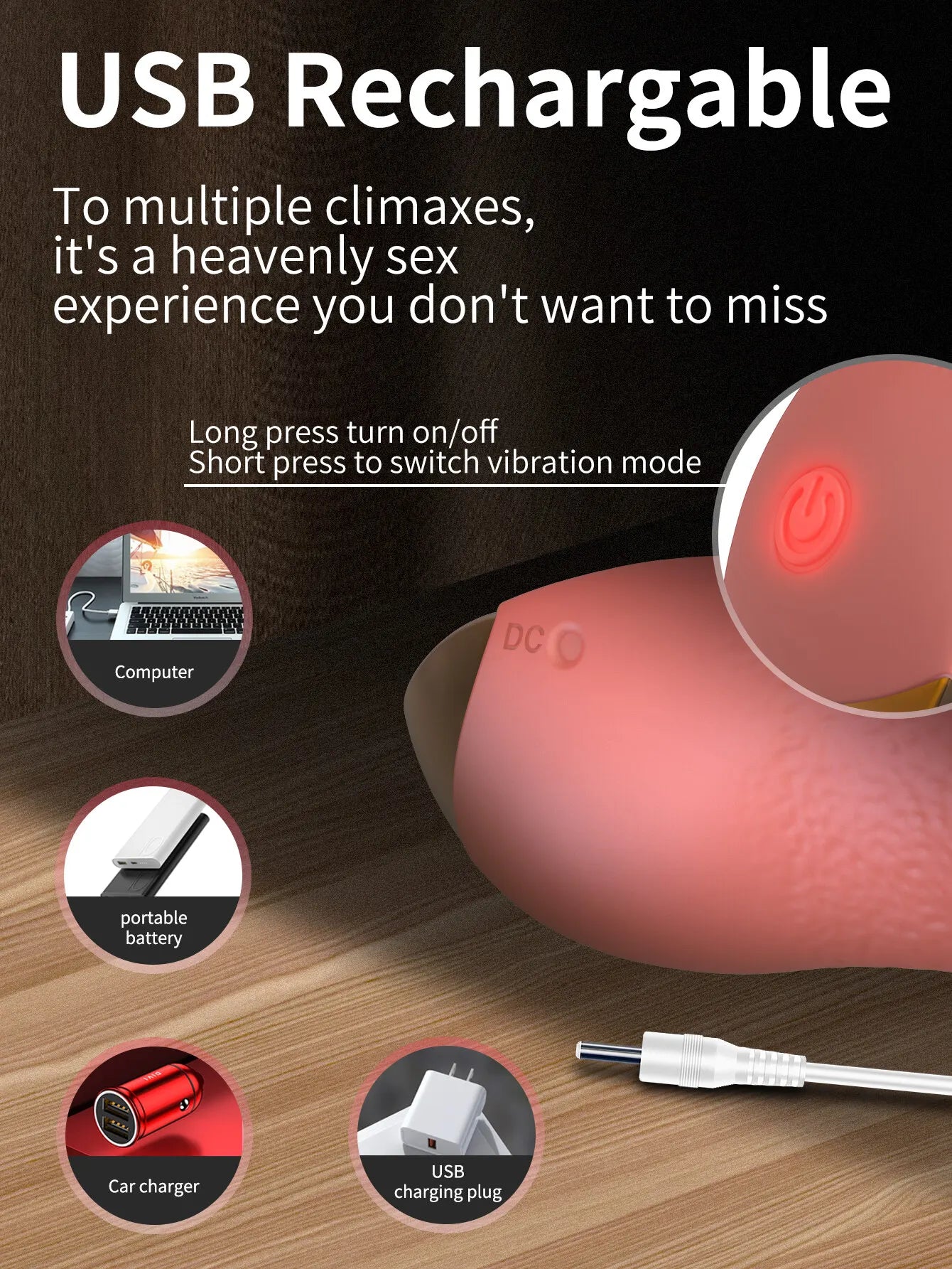 10 Vibration Modes and 10 French Kissing Modes Realistic Heating Tongue Vibrator,USB Charging Waterproof Sex Toys for Women Clit