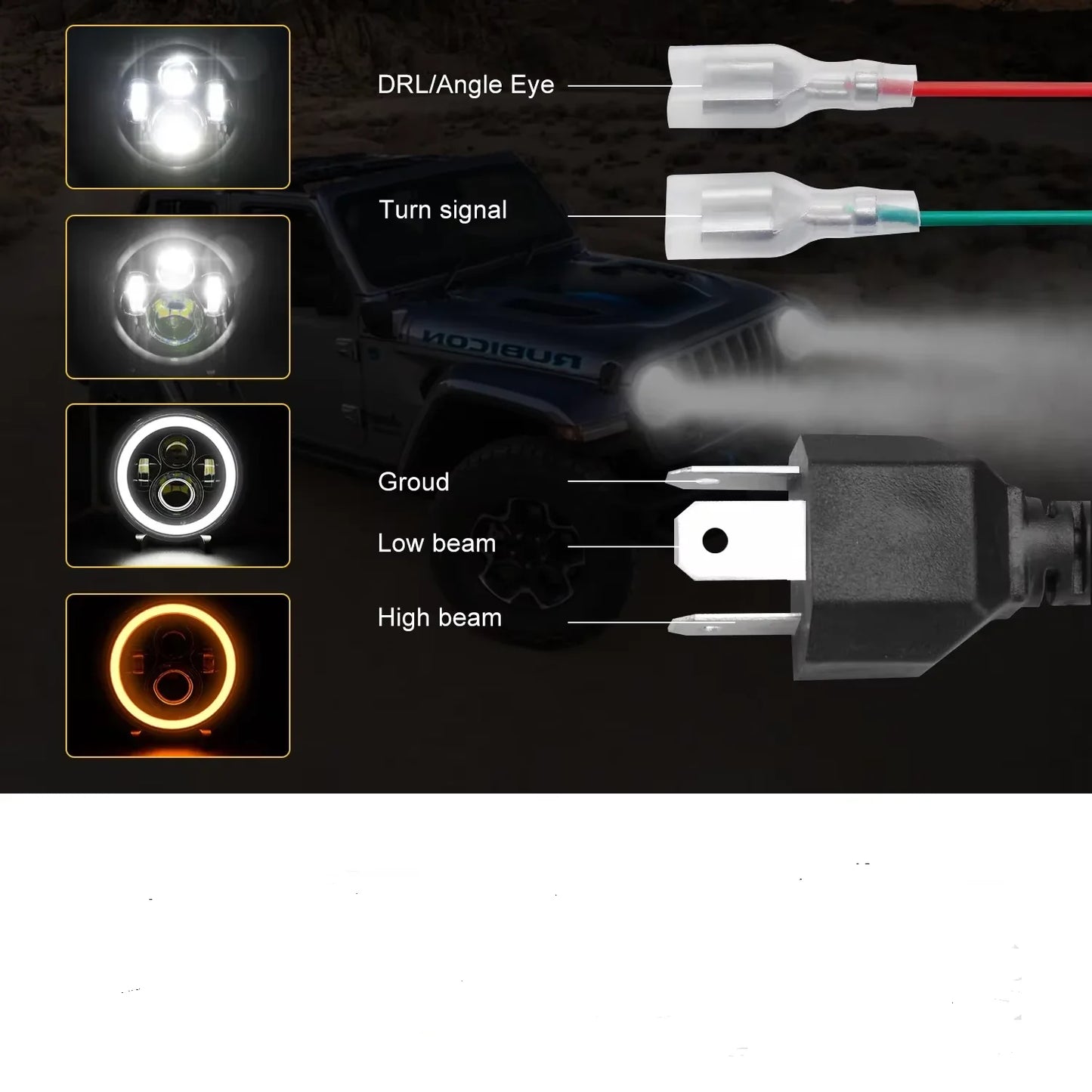 2pcs Universal 7 Inch Led Car Motorcycle Headlight DRL H4 Headlamp For Harley BMW Yamha Honda 7" Headlight
