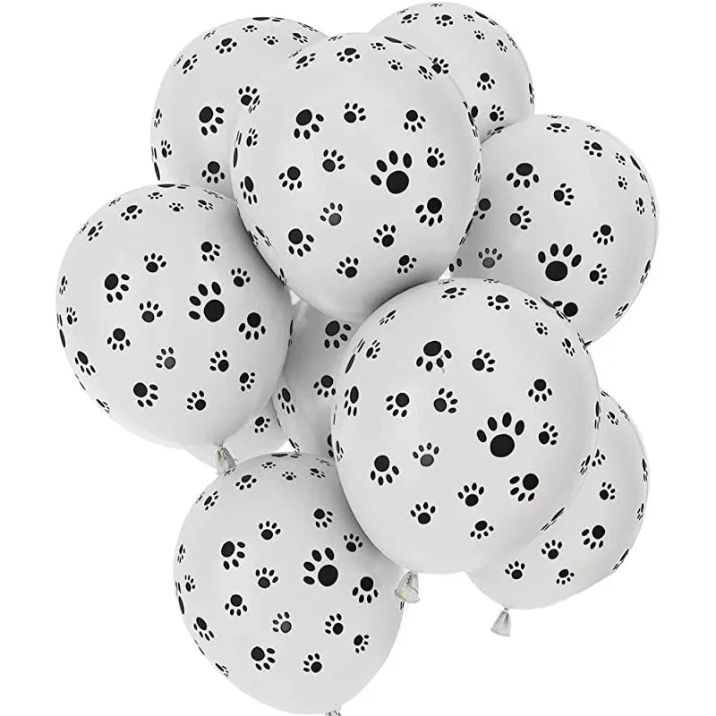20pcs Dog Party Supplies 12" Latex Balloons Dog Birthday Kids Baby Shower Balloon Decoration Toys Black White Dog Paw Print