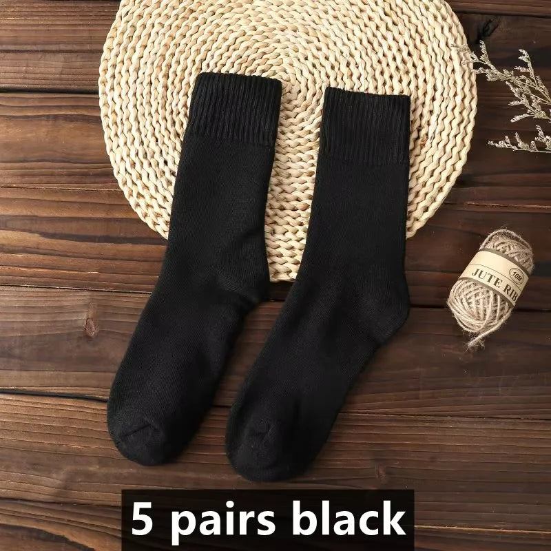 4 Pairs Of Men's Vintage Striped Crew Socks, Thermal Breathable Comfy Socks For Men's Wearing, Autumn & Winter