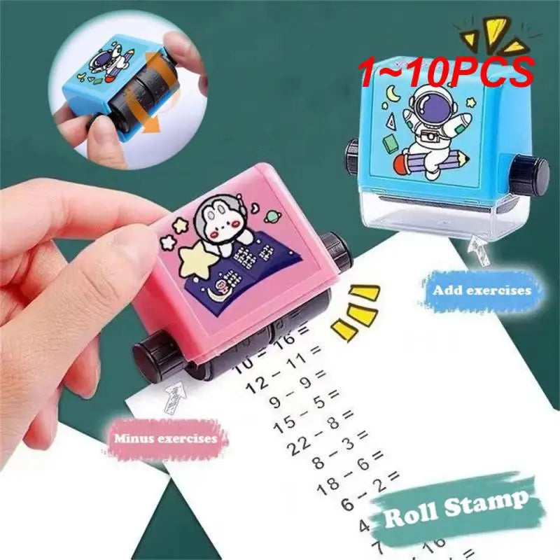 1~10PCS Students Addition Subtraction Scroll Stamp Primary School Children Practice Questions Preschool Mathematics Exercise