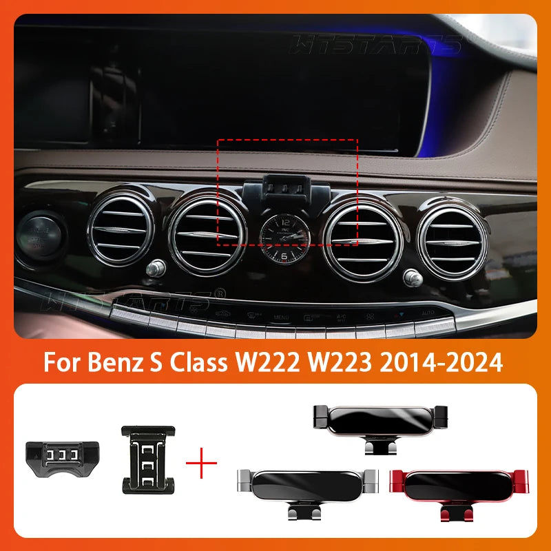 Car Mobile Phone Holder For Mercedes Benz S Class W222 W223 2014-2024 360 Degree Rotating GPS Special Mount Support Accessories