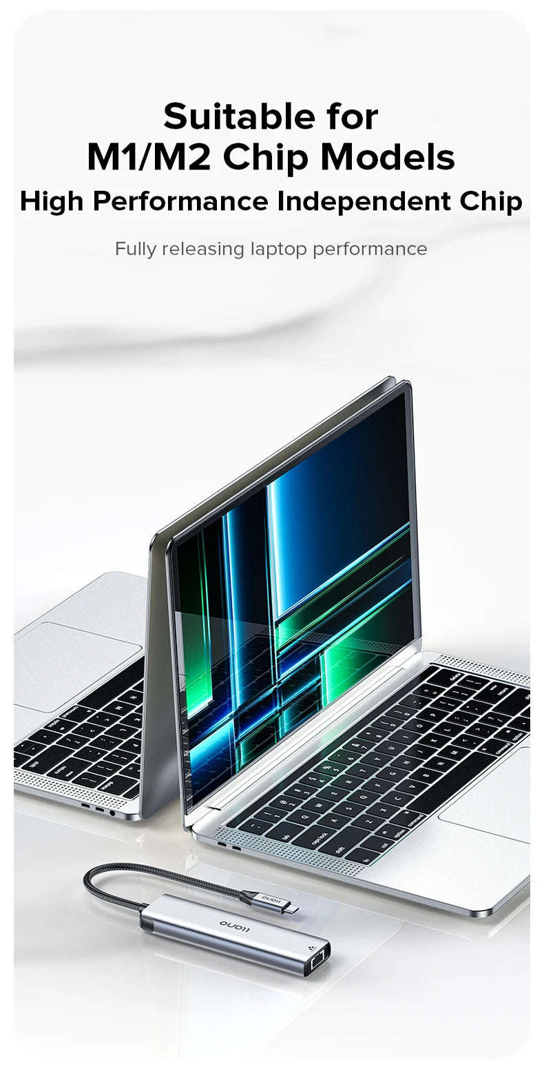 Llano USB-C Hub, 6 in 1 USB C Docking Station with 4K/60Hz HDMI, 100W PD Charging, 1000Mbps LAN, USB-C & USB-A 5Gbps Data Ports