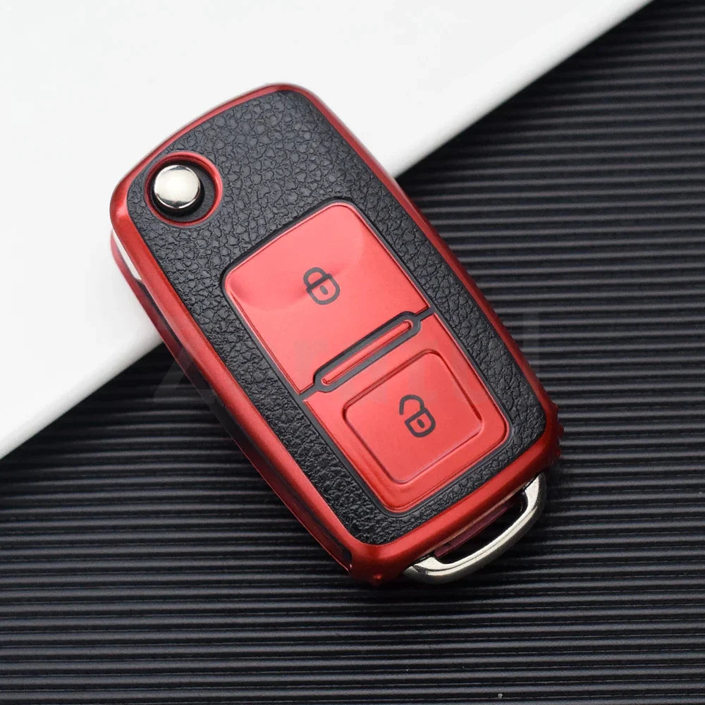 TPU Leather Car Key Cover Case Procted For VW Golf Bora Jetta POLO Passat Skoda Superb Octavia Fabia SEAT Ibiza Leon 2/3 Buttons