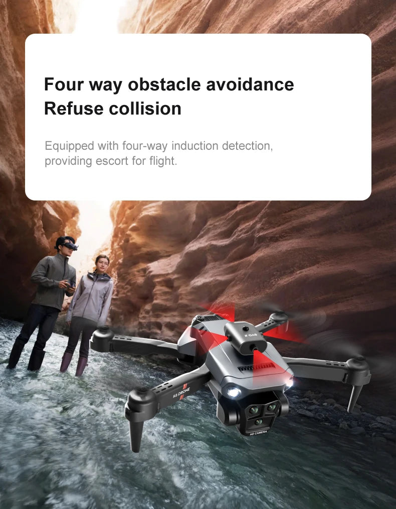 K6 MAX Triple-Camera Drone 4K HD Optical Flow Positioning 360° Obstacle Avoidance Foldable Quadcopter Wifi FPV RC Toys Dron