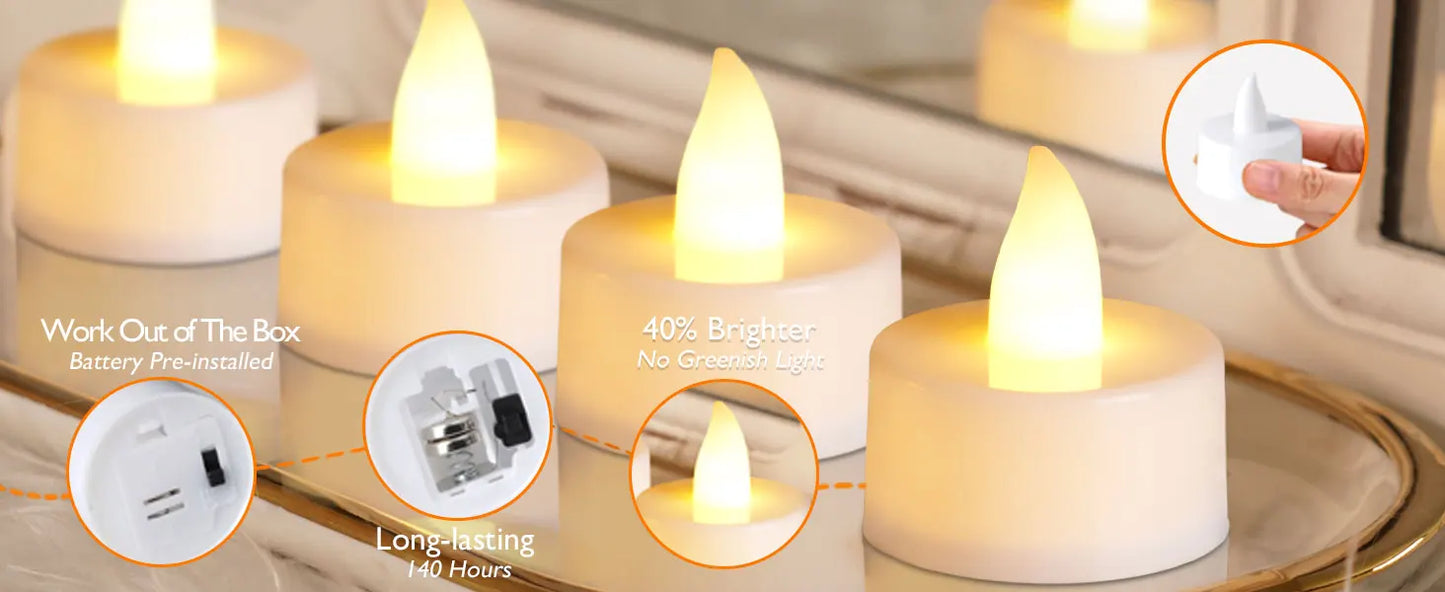 24Pcs/Set Flameless LED Candle Creative wishing Led Tea Light Warm White Flameless Candle Halloween Christmas Decor Candle Light