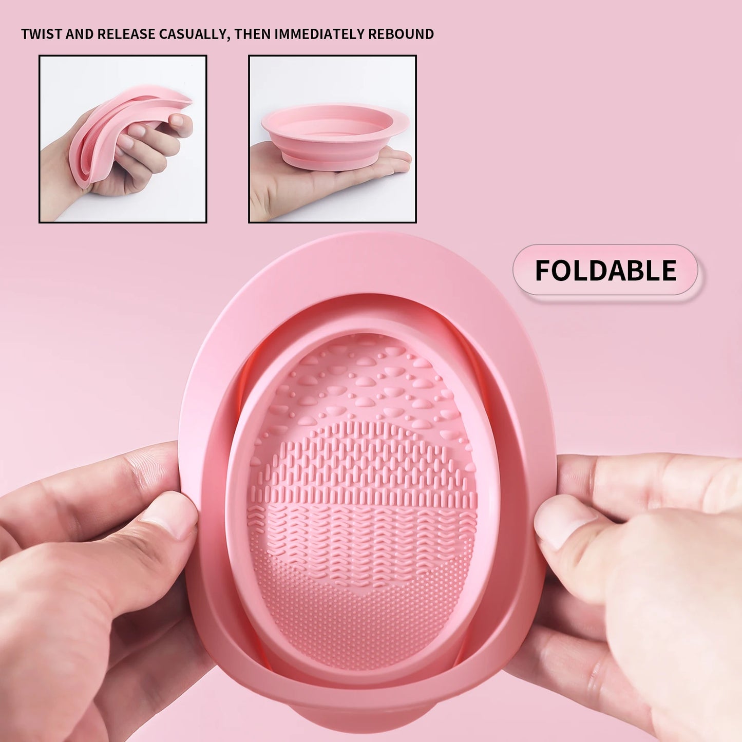 Makeup Brush Cleaning Tool,1pcs Silicone Brush Cleaner Pad Foldable Portable Cleaning Bowl For Makeup Brushes