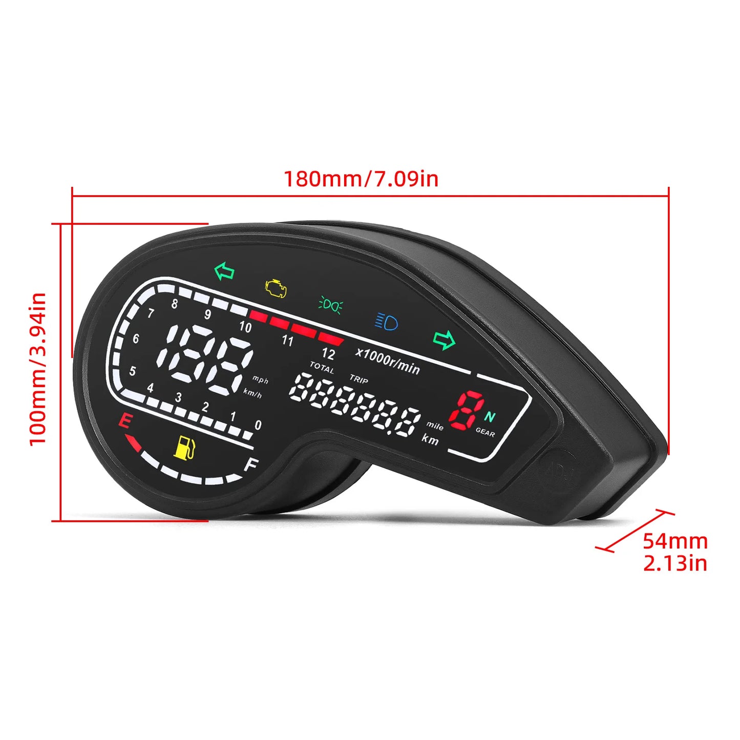Universal RPM Motorcycle Meter Digital Odometer LCD Speed Meter Instrument Oil Gauge Total Mileage Dashboard Multi-function Trip