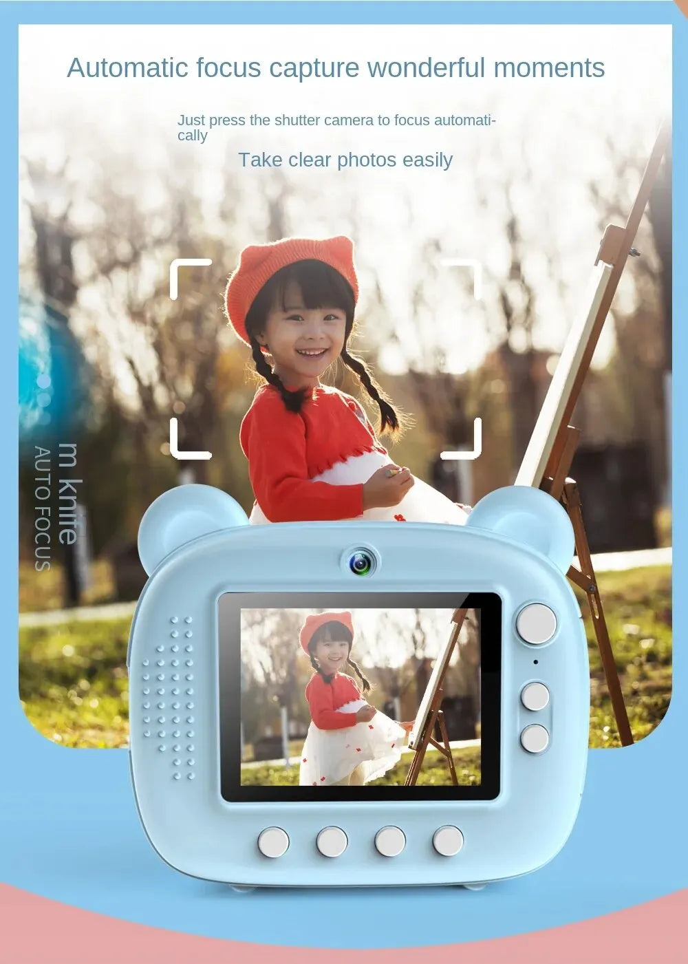 Children's Camera LCD Screen 2.4 Inches Supports 32G Memory Battery Life 1000 MAh Instant Printing Camera Supports Video Games