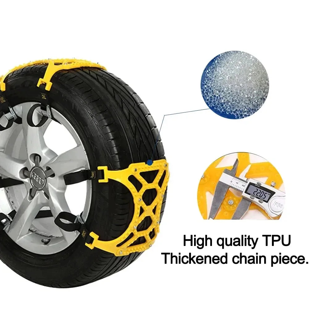 Car Snow Tire Chains Mud Tyre Wheels Thick Anti-Skid Belt For Car/SUV/Truck Portable Easy to Mount Emergency Traction Car