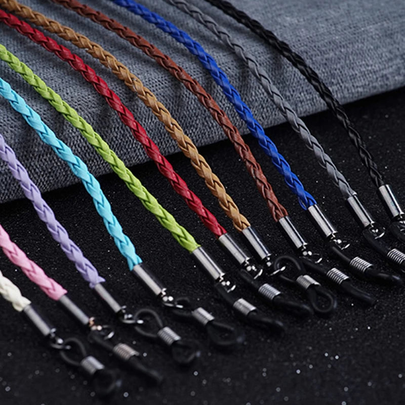 Thick Twist Sunglasses Leather Rope Chain Eyewear Braided Glasses Lanyard Strap Outdoor Sports Non-slip Eyeglass Accessories