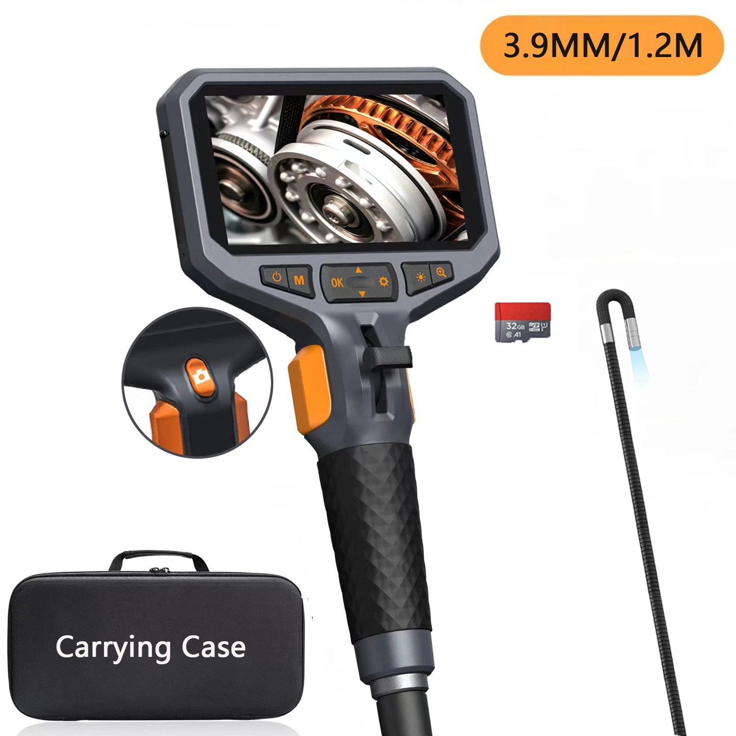 TESLONG TD450S 5.5MM Articulating Borescope 1080P 5 Inch IPS Two Way 360° Steering Endoscope Camera 1m Stainless Steel Tube
