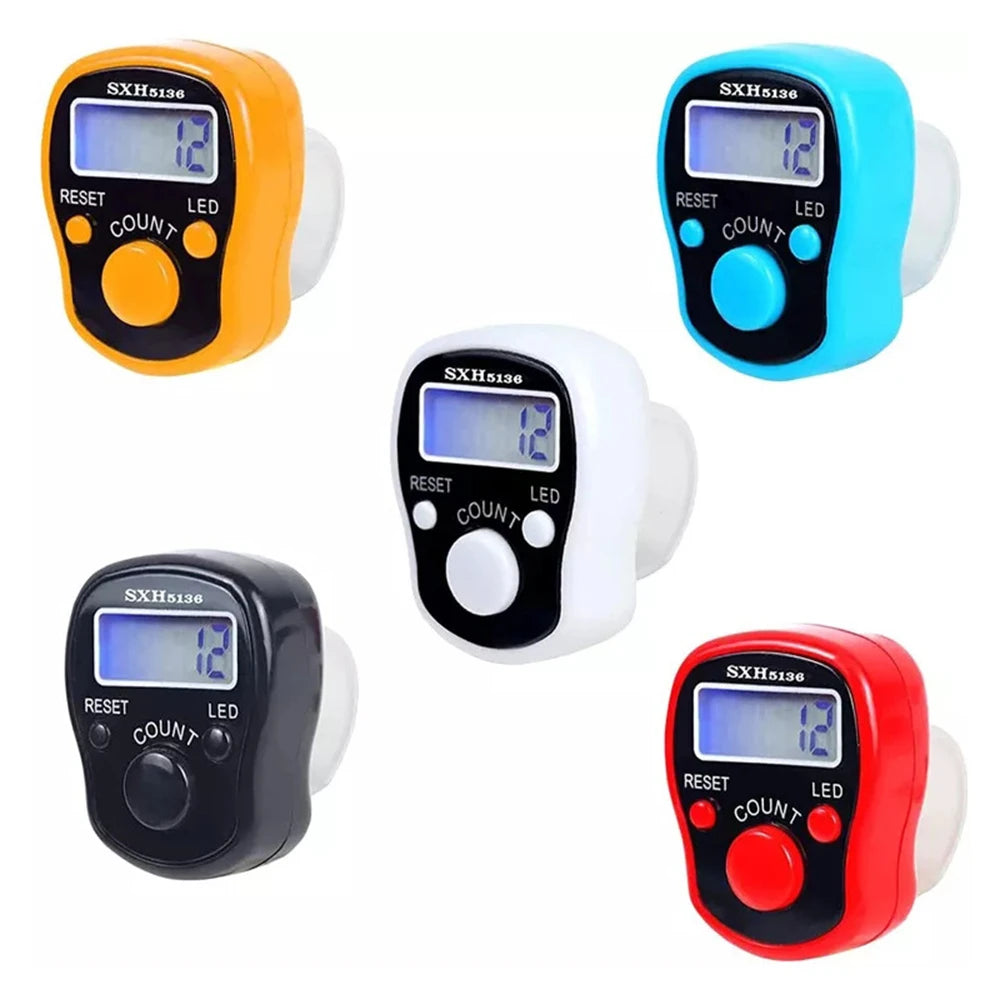 1~10PCS Finger Counter w/ Compass Islamic Tasbih Bead 5 Digital LED Electronic Handheld Tally Counter Clicker  counter ring