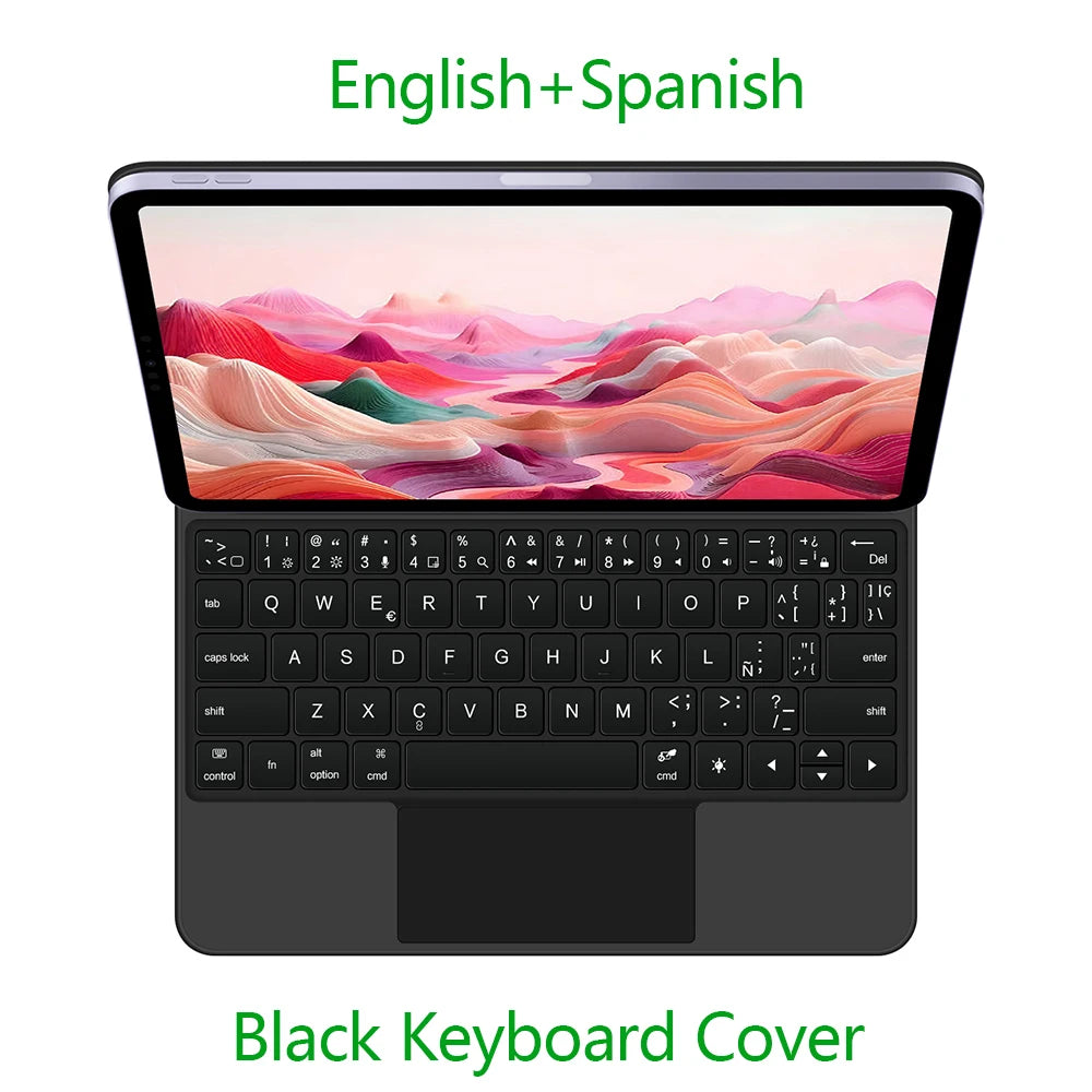 AJIUYU Magic Keyboard Folio For iPad Pro 11 inch (M4) 2024 A2836 A2837 Smart Magnetic Case Multi-touch Backlight Keyboard Cover