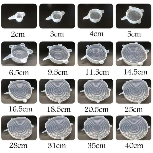 16 Sizes Silicone Stretch Lids Universal Lid Silicone Bowl Pot Lid Silicone Cover Pan Cooking Food Fresh Cover Microwave Cover