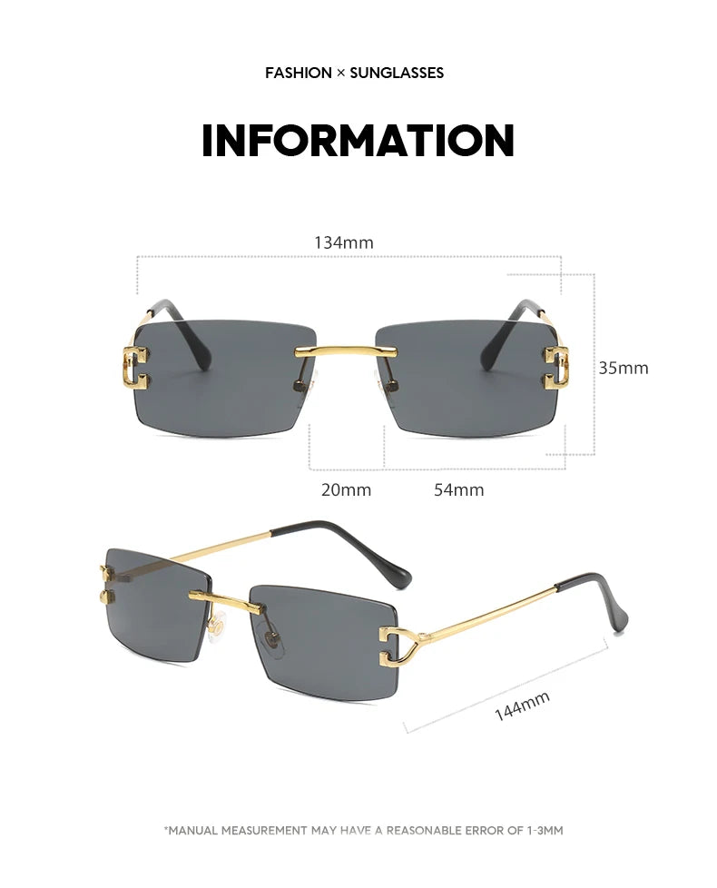 Square rimless sunglasses women Europe and the United States fashion modern glasses with street shot fashionable sunglasses