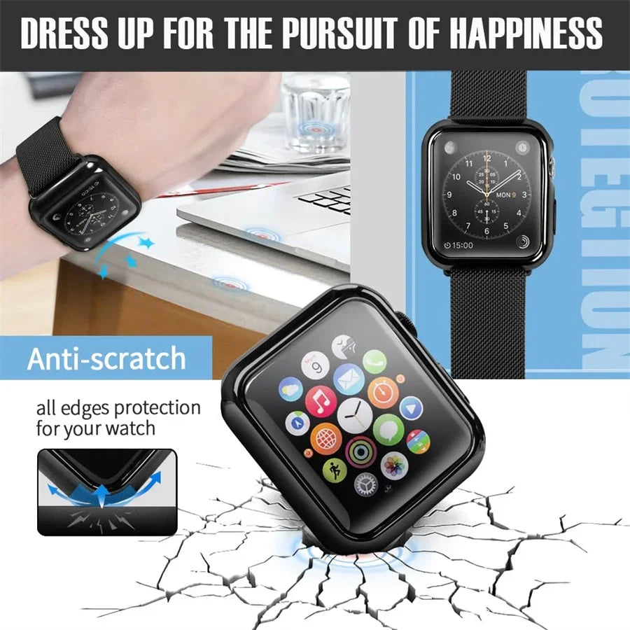 TPU Cover for apple watch case series 9 8 7 6 5 4 3 SE 41mm 45mm 42-44mm-40mm screen protector Accessories for apple watch band