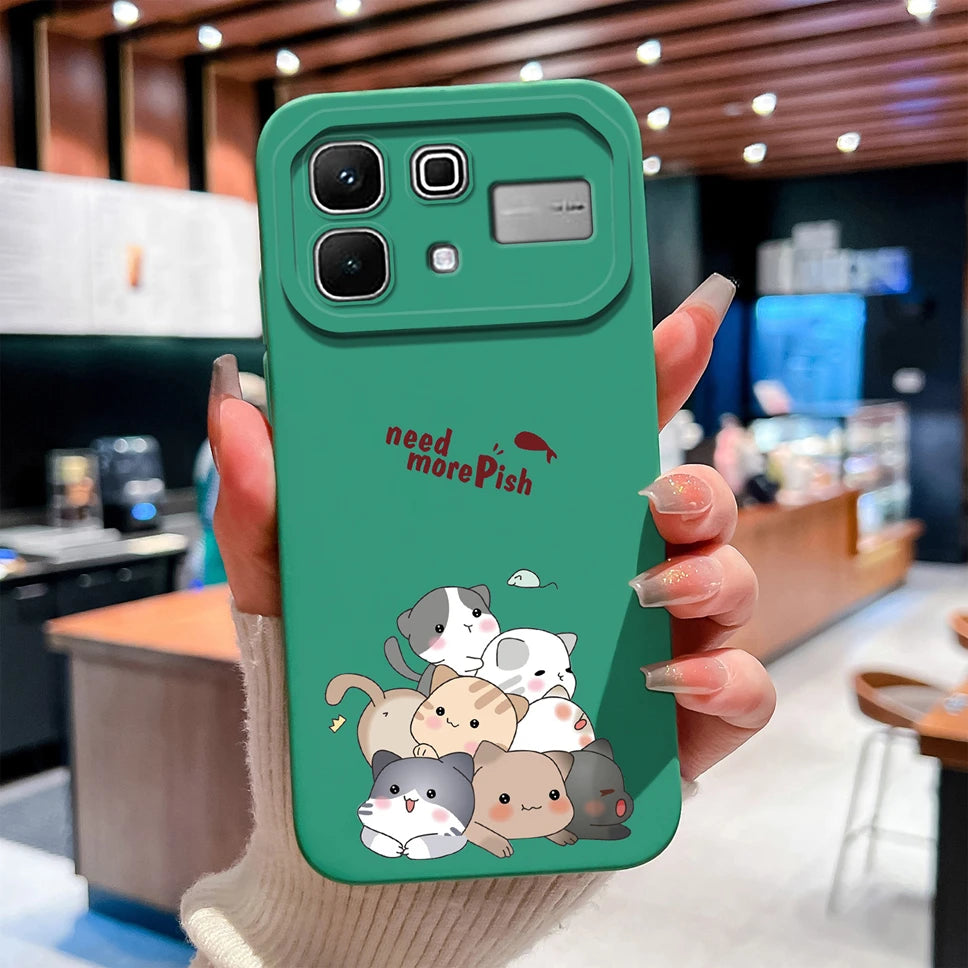 Phone Case For Infinix Note 60 Pro Edge 4G 5G Liquid Silicone High Quality Shockproof Cute Animals Cover